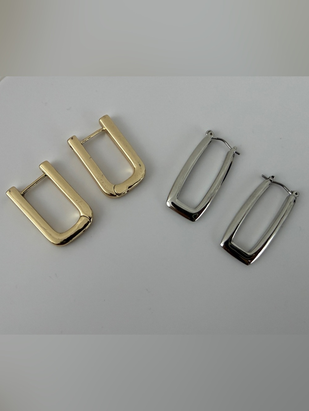 Gold and Silver Rectangular Hoop Earrings - Women Jewelry